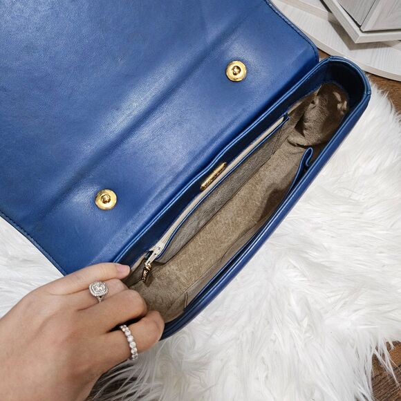 Vintage Tiffany & Co. 2-Way Suede Blue Genuine Leather Crossbody Handbag Bag - Picture 5 of 11